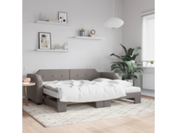 Vidaxl Sofá-cama C/ Gavetão/colchões 90x200cm Tecido Cinza-acastanhado