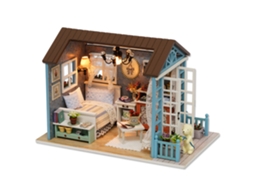 Ronjoe-kit Casa De Boneca Miniatura Diy Madeira Com Luzes Led E Móveis Presente Aniversário