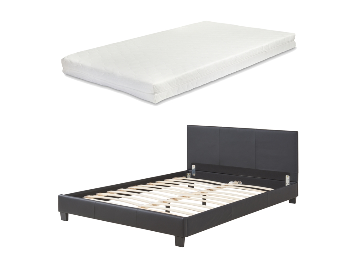 Cama com Colchão de Espuma Albacete Fria CORIUM Preto (140x200)