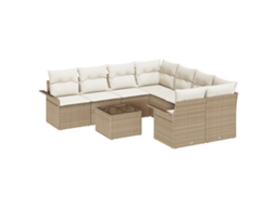 Conjunto 9 Conjunto De Sofá De Jardim Vidaxl Bege Vime Pe (242,5 X 234 X 85 Cm)