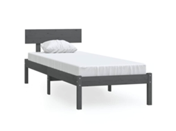 Estrutura De Cama Vidaxl Cinzeto Madeira De Pinho Maciça (196.5 X 95.5 X 70 Cm)