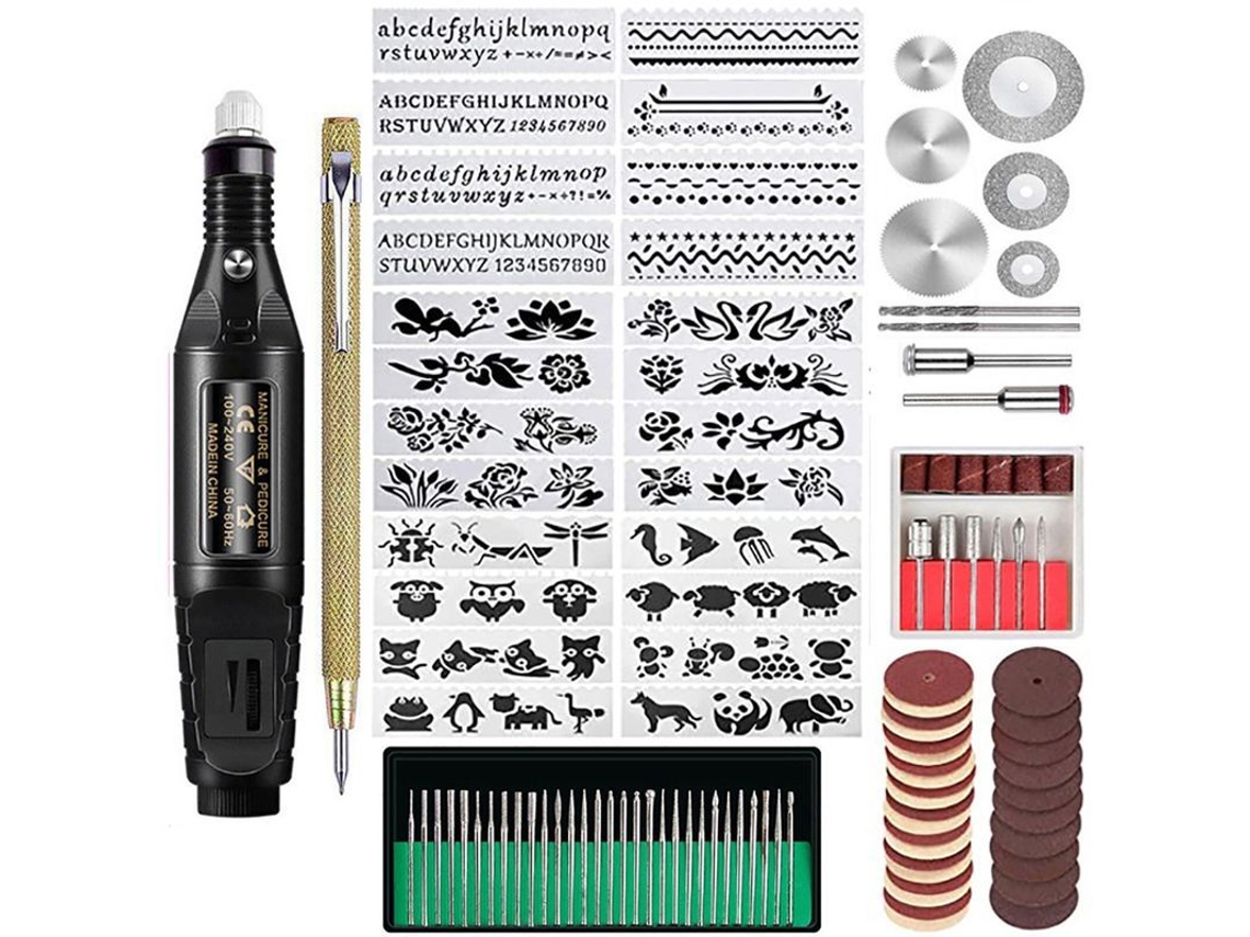Kit de Gravura com 107 Peças, Lápis Gravador Elétrico, Ferramenta Rotatória para DIY