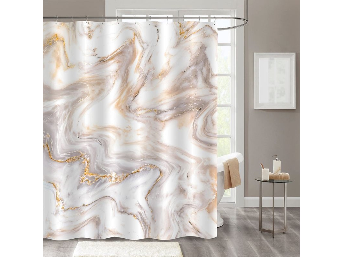 Conjunto de cortina de chuveiro LINJOU mármore ouro rosa, 180x180cm