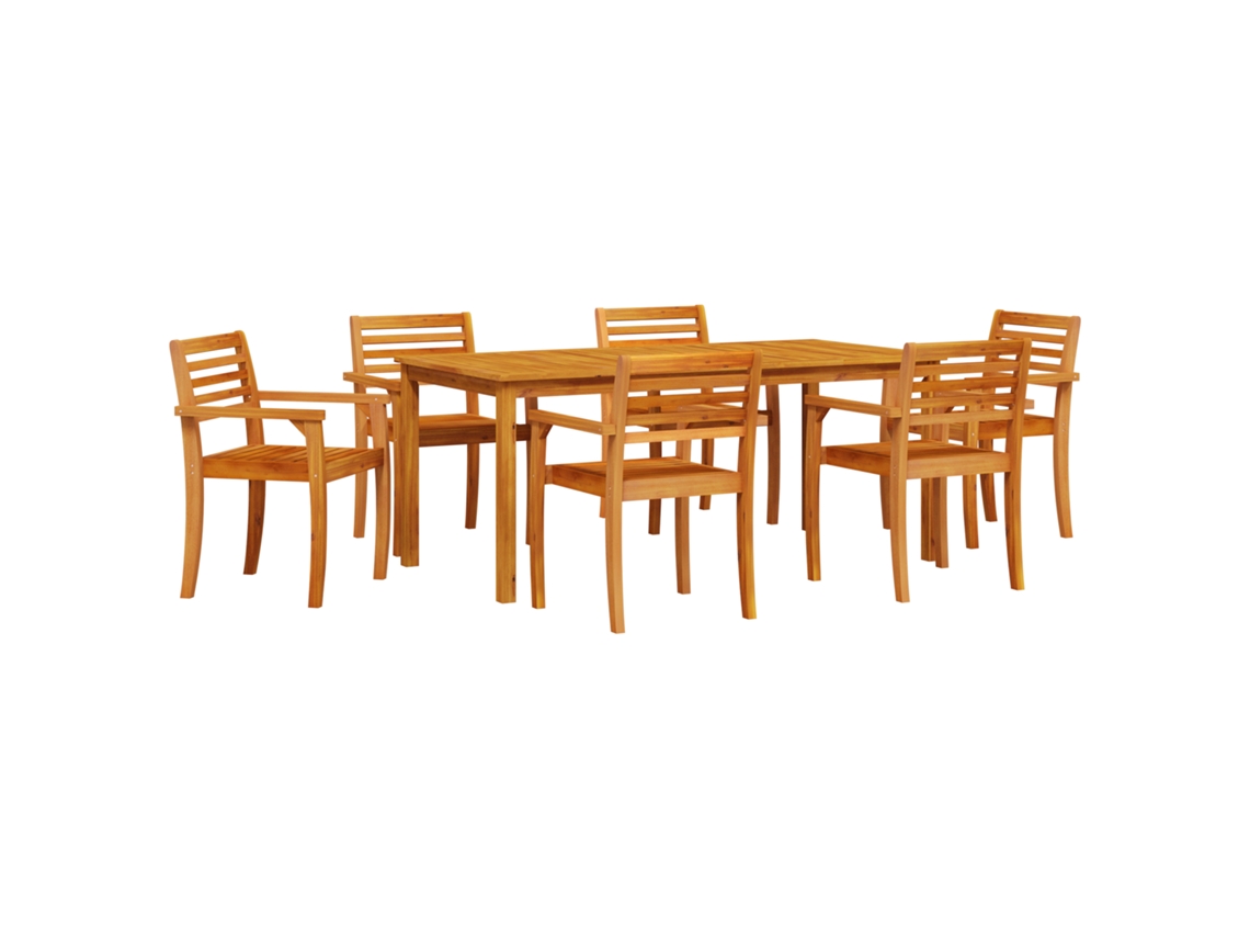 Conjunto 7 Conjunto De Jardim Vidaxl Castanho Madeira De Acácia Maciça (180 X 90 X 75 Cm)