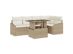 Conjunto 6 Conjunto De Sofá De Jardim Vidaxl Bege Vime Pe (100 X 55 X 73 Cm)