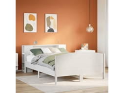 Vidaxl Cama Com Estante Sem Colchão 160x200 Cm Pinho Maciço Branco