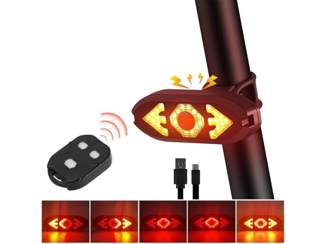 Luz Traseira de Bicicleta Inteligente Controle Remoto Sem Fio Luz de Advertência Recarregável Por Usb Luz Piscante Ave Tipo B-To2572