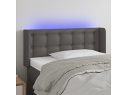Cabeceira | Painel De Cama Cama C/ Led 83x16x78/88 Cm Couro Artificial Cinzento