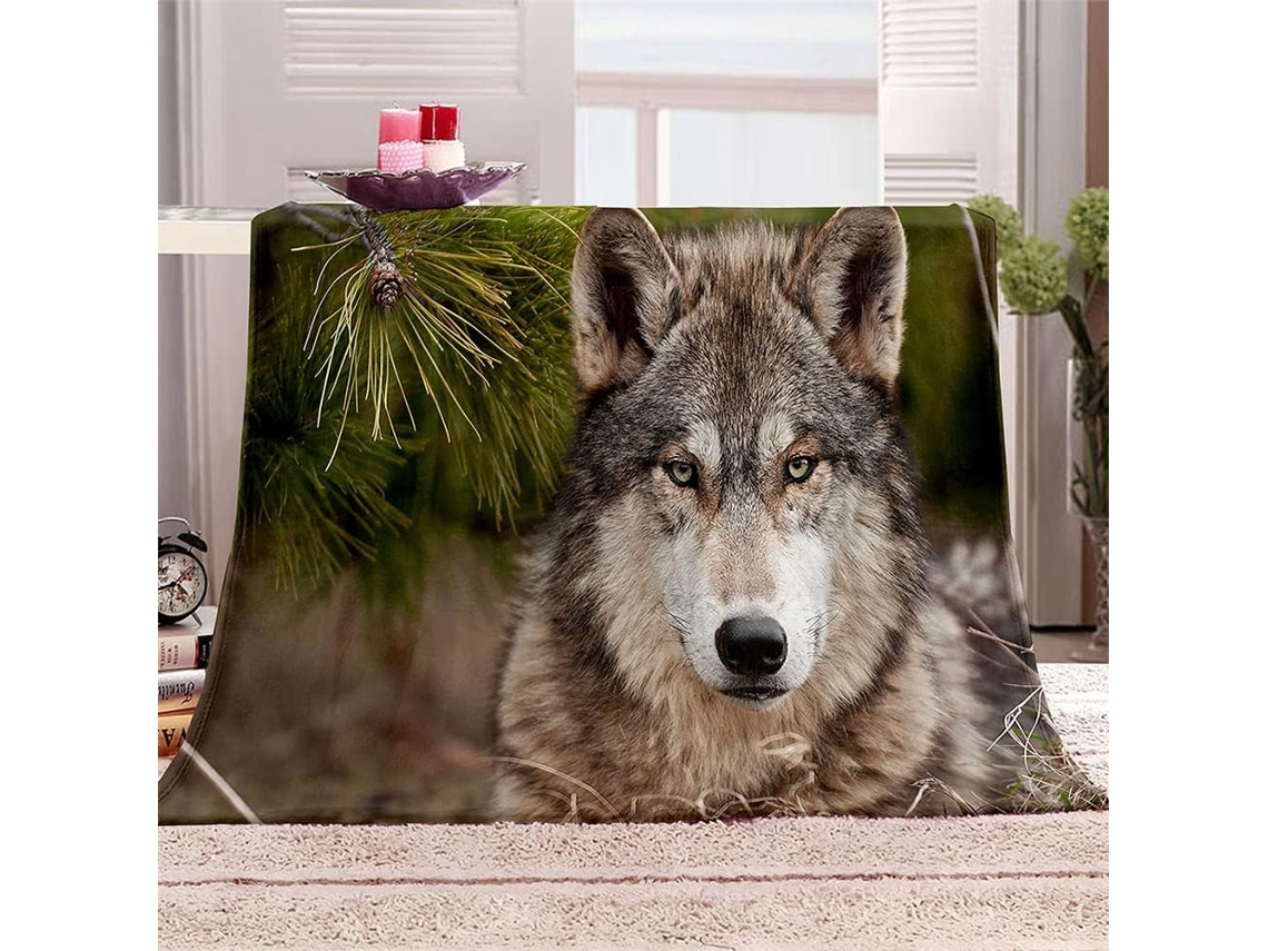 Manta de Lã Fansu Estampa Lobo em 3d Quente Macia e Felpuda Microfibra Ideal para o Inverno Colcha Ou Sofá Ade
