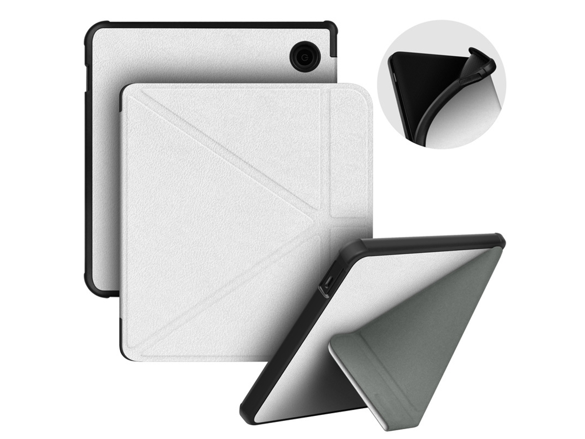 Capa Para E‑reader Kobo Libra Colour / 2 (7 Polegadas) Capa Protetora Couro Suporte Multi‑dobrável Czhhmart Branco