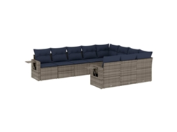 Conjunto de Sofá de Jardim, 10 Peças, Almofadas, Rattan Cinza MAISON EXCLUSIVE