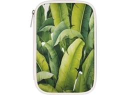 Tenho lápis no formato de um folheto de verão tropical, organizador de lápis e organizador de material escolar.