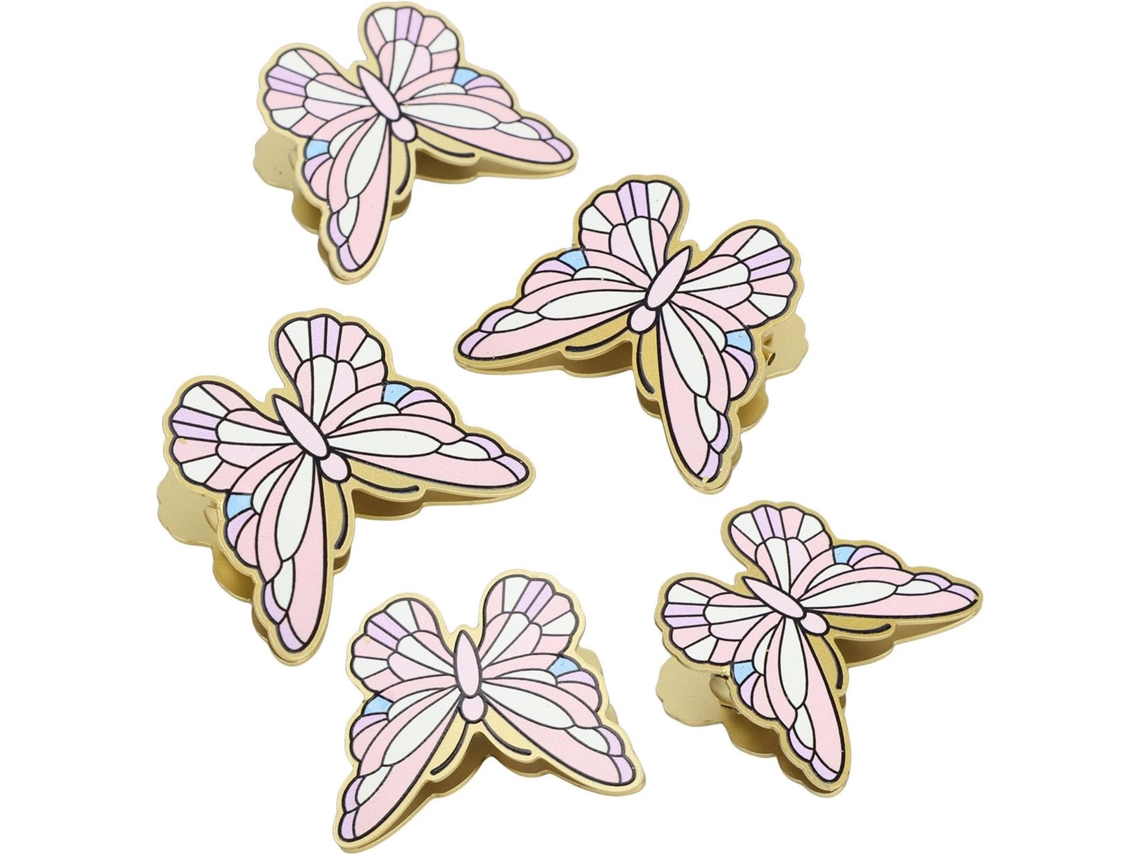 Conjunto de 5 clipes de papel metálicos em formato de borboleta para livros, clipes decorativos clássicos, acessórios para