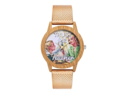 Relógio de pulso unissex de quartzo com pulseira de malha e mostrador redondo (ouro rosa)