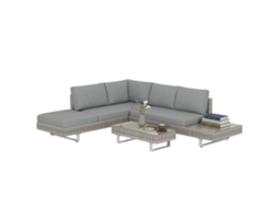 Conjunto Jardim Vime 3 peças PROFESIA BOYANG com sofás modulares, mesa lateral e centro cinza