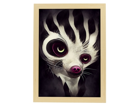 NACNIC Plact Placa Importativa Civeta T Burton Ilustrações E Pôsteres De Animais Inspirados Na Arte Gótica E Sombria De Burton Estrutura De Madeira A4