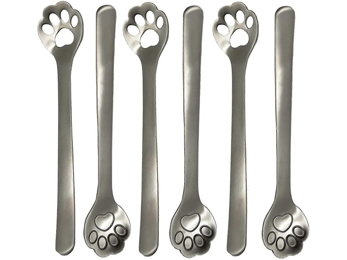 6 Colheres De Café Com Recorte Em Forma De Pata De Gato, 5,8 Polegadas