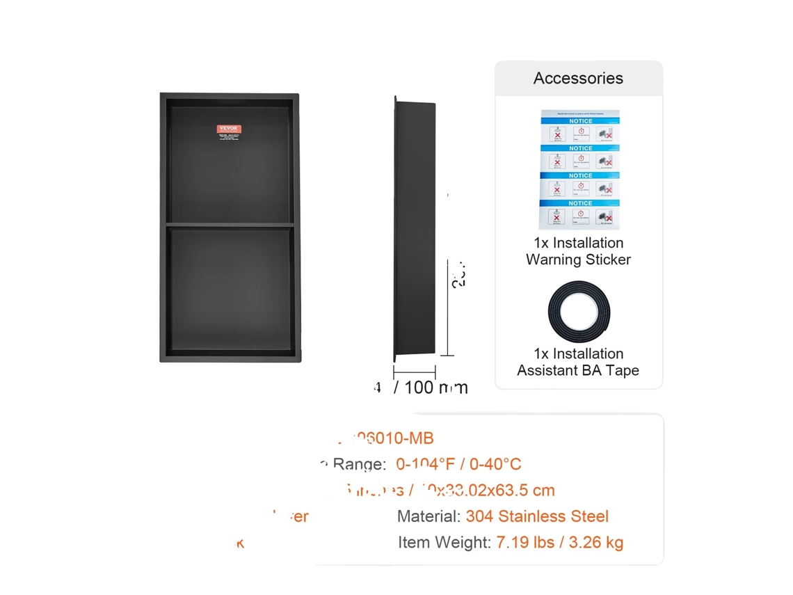 Nichos Para Chuveiro, Design À Prova D'água, Aço Inoxidável 304 Com Duplo Revestimento