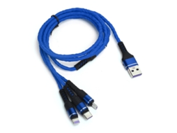 Cabo de Dados 3 em 1 Multi cabeça Carregamento Rápido 3a, 1,1m Azul. EOOCOO