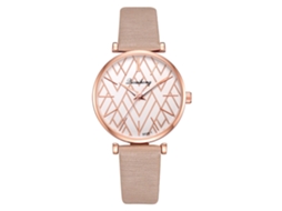 Relógio de Pulseira Feminino de Quartzo com Pulseira Pu e Padrão Irregular Bege