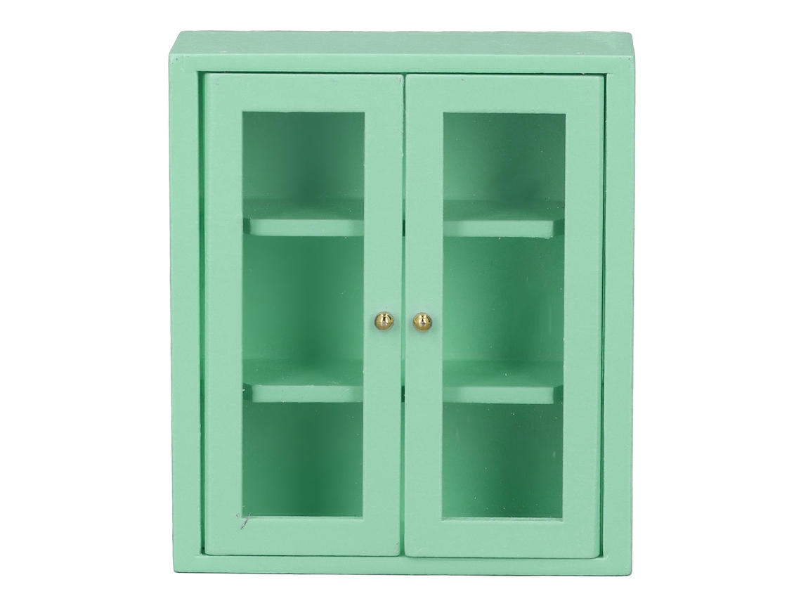 Mali armário de Parede de Madeira para Casinha de Bonecas 1:12 Cozinha Decoração Brinquedo Verde