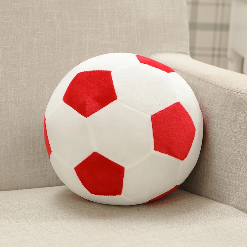 Brinquedo de Pelúcia Macio em Formato de Bola de Futebol MDUG (branco e Vermelho, 20 Cm)