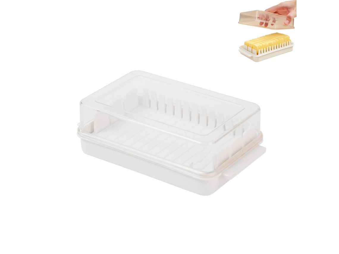 Pote para Manteiga Branco com Tampa Transparente, para Geladeira e Bancada, Armazena Manteiga e Queijo Creme (1 Unid.) S/MARCA