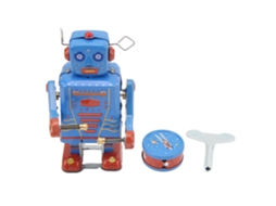 Mali brinquedo Robô Tambor Clockwork de Lata Retrô Manual com Corda para Coleção Infantil e Adulto