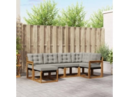 Vidaxl Conjunto De Sofás Para Exterior 6 Pcs Cinza Natural E Claro