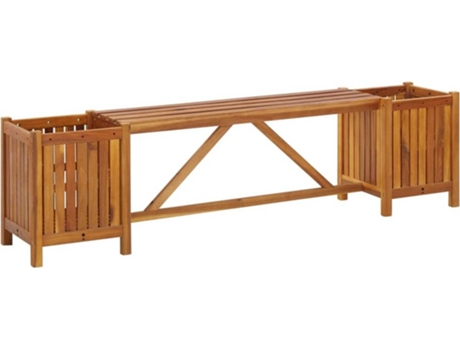 Banco de Jardim  46344 com 2 Vasos (Madeira Acácia Maciça - 150x30x40 cm)