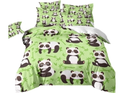 Capa de Edredom Estampa Panda em Bambu Preto e Microfibra Fronha 220x240 Cm (LxAxP), 140x200 Cm
