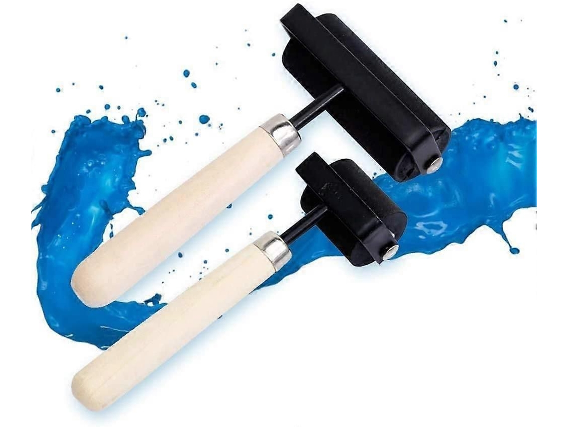 Rolo De Pintura De 1,5 E 3 Polegadas Com Lâmina De Borracha, Estrutura De Aço Resistente, Ideal Para Superfícies Antiderrapantes