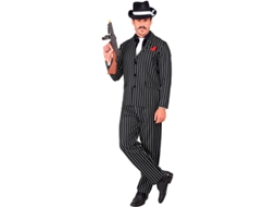Traje de gangster listrado preto e branco masculino