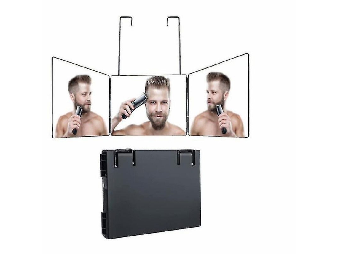 Espelho de Vanidade Triplo Plegável com 360° NOVA LINE, para Corte de Cabelo e Maquiagem, Portátil