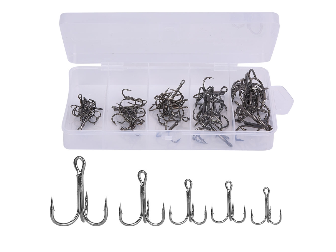 Kit 50 Anzóis de Pesca Três Pontas Afiadas Fortes