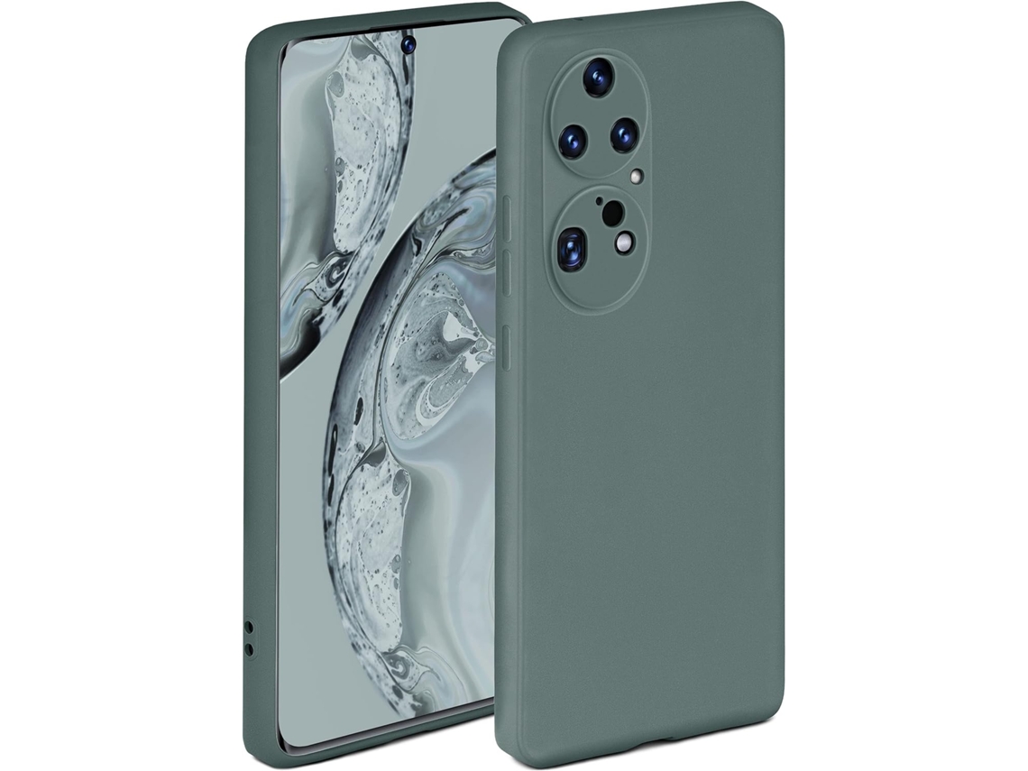 Capa Bordas Elevadas Camada Petrol para Huawei P50 Pro HONGWE. Silicone Textura Macia Preto