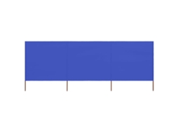 Vidaxl Para-vento Com 3 Painéis Em Tecido 400x80 Cm Azul-ciano