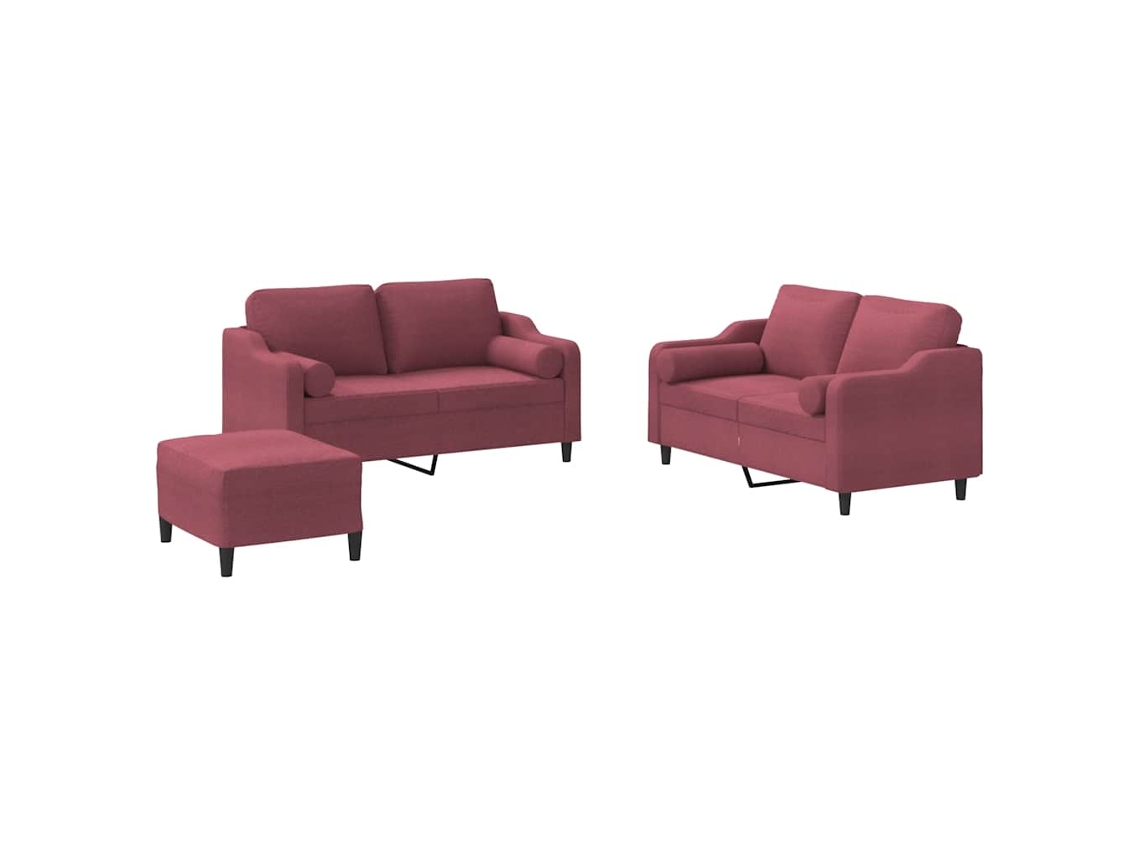 Sofa Set, Sofa Sets Vidaxl Vermelho Tecido (n/a)