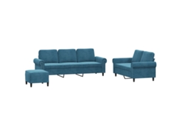 Sofa Set, Sofa Sets Vidaxl Azul Veludo (n/a)