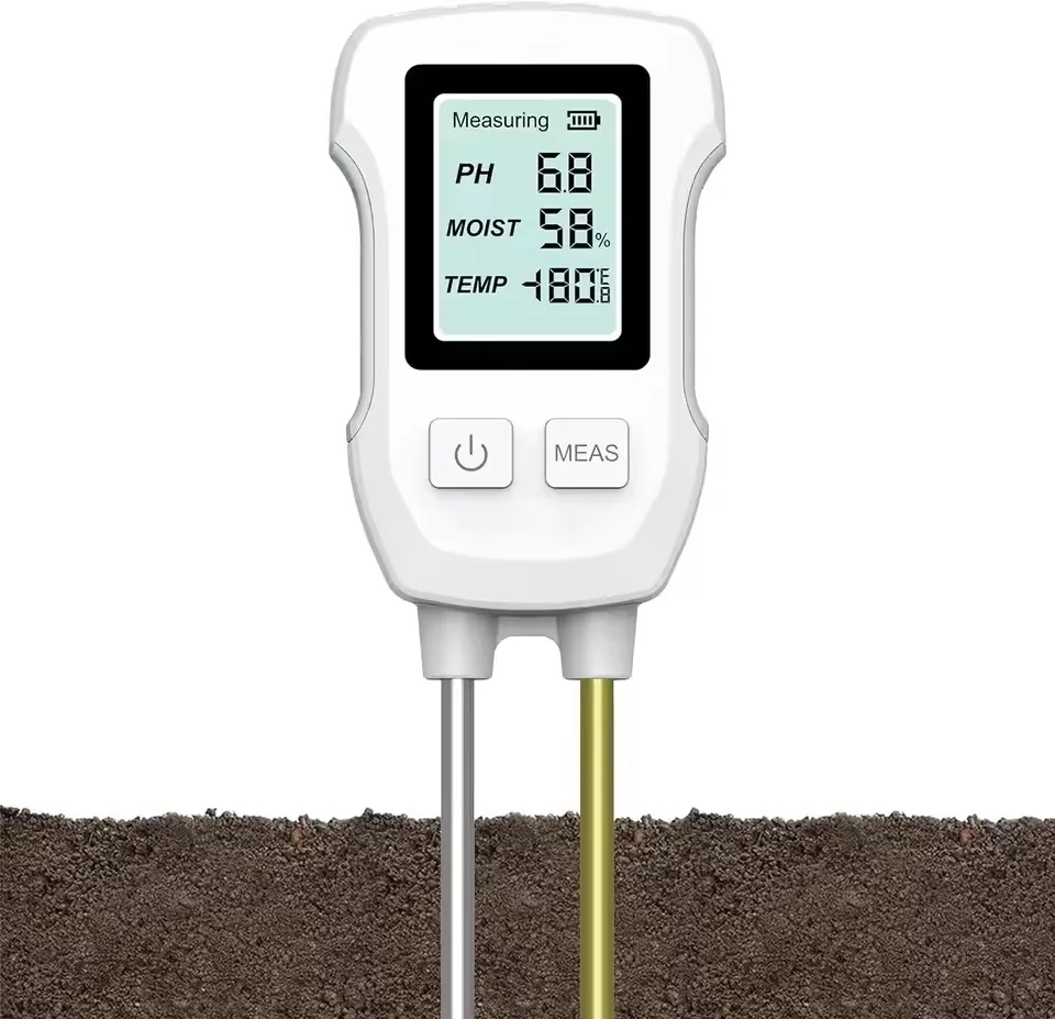 Medidor de Solo Digital 3 em 1 com Tela LCD, Ph, Umidade, Temperatura, Luz de Fundo MDUG