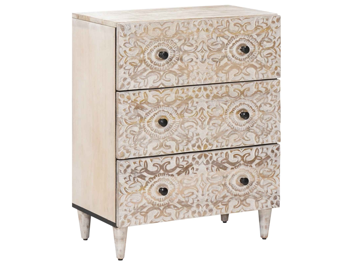 Conjunto 1 Buffet De Armazenamento Vidaxl Branco Madeira De Mangueira Maciça (60 X 33,5 X 75 Cm)