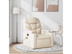 Vidaxl Poltrona De Massagens Reclinável Tecido Cor Creme