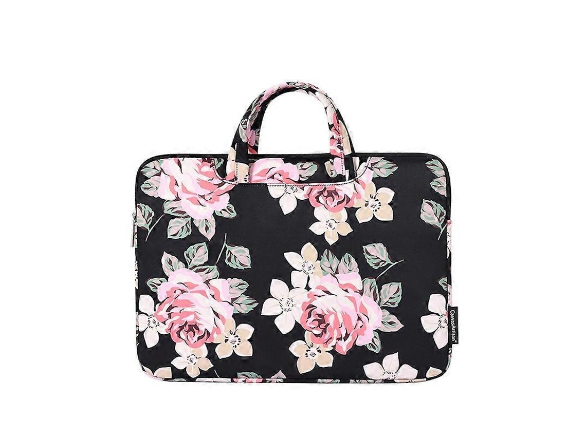 H40-b01 Bolsa Para Laptop Com Estampa De Rosas Brancas, Capa Protetora Para Computador Com Alça, Tamanho: 15 Polegadas