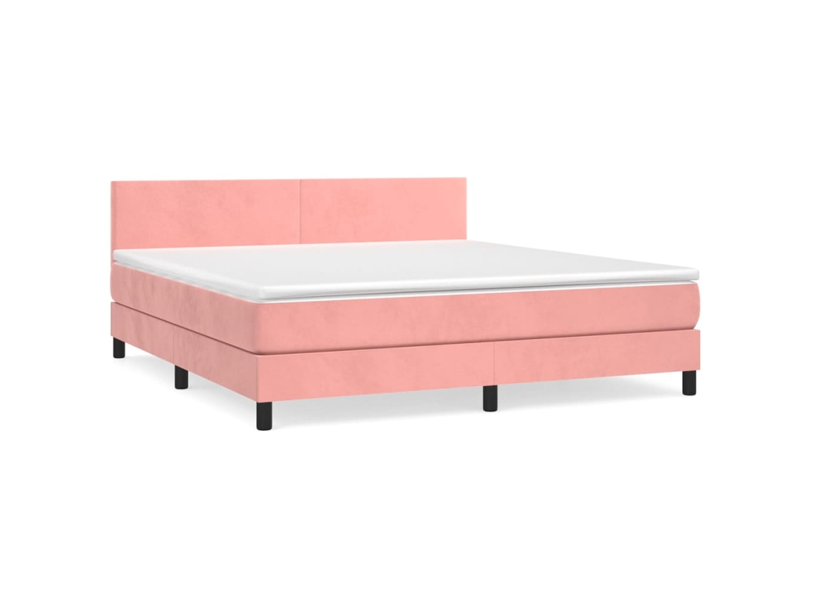 Cama com Molas/colchão 160x200 Cm Veludo Rosa MAISON EXCLUSIVE