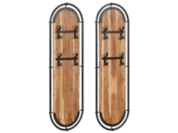Vidaxl Cabides De Parede Com 4 Ganchos 2 Pcs Madeira De Acácia Maciça