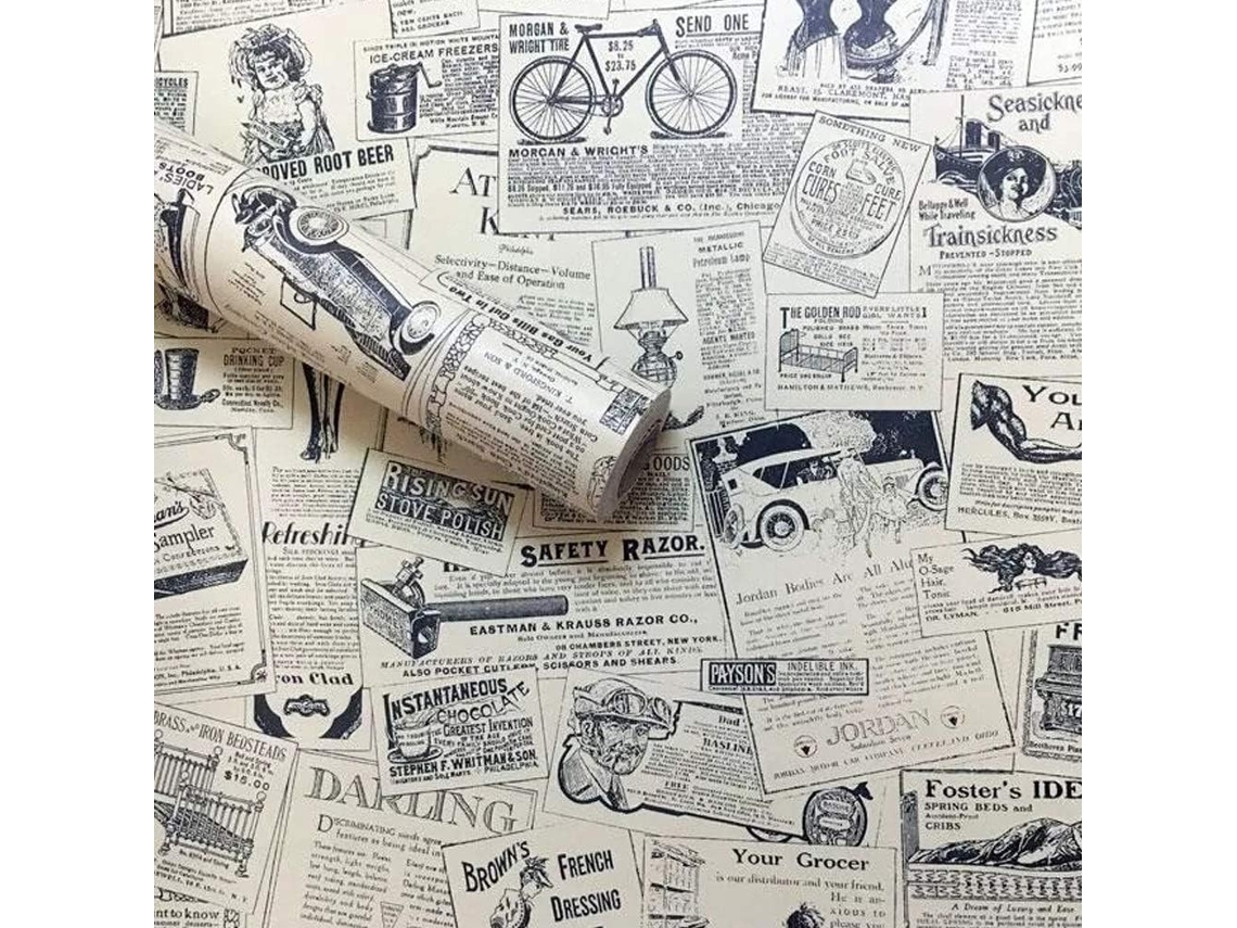 Papel De Parede Autoadesivo, Papel De Contato De Jornal Vintage, Descascável E Adesivo, Multiuso Para Backsplash De Cozinha E Banheiro