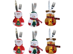 Suporte Para Talheres De Natal Sacola De Talheres Decoração De Boneco De Neve Papai Noel Alce 6 Peças