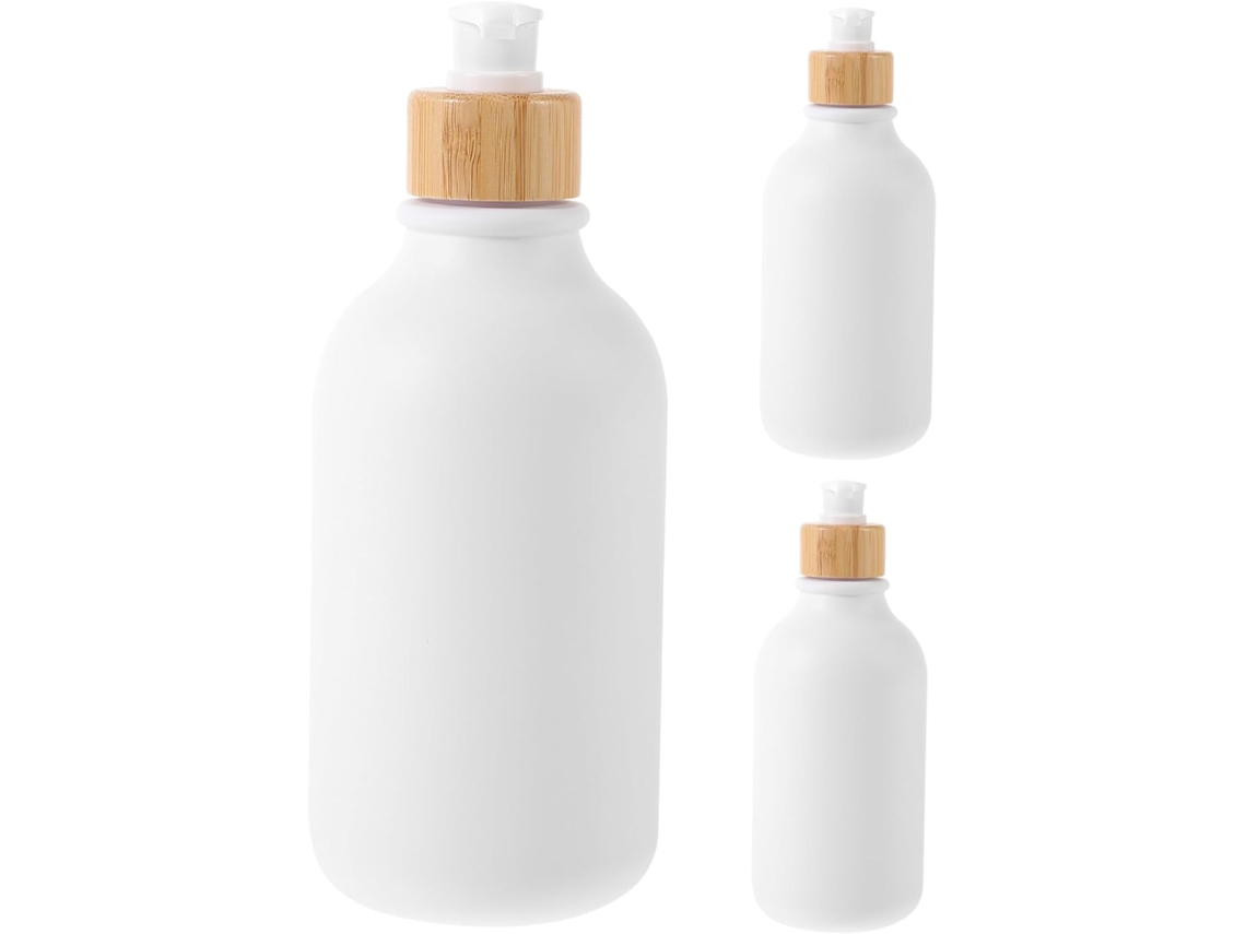 Conjunto De 3 Frascos Com Bomba Dosadora Para Shampoo E Condicionador