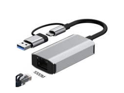 Hub Adaptador Usb 3.0 e Usb c com Duas Portas Gigabit Ethernet PANOONA
