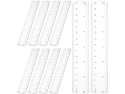 Conjunto De 10 Réguas Transparentes Plástico Abs Com Escala Dupla, 15